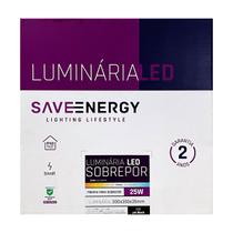 Painel Plafon Led Sobrepor 30X30cm 25W 3000K Preto Bivolt - Save Energy - SE-240.1619