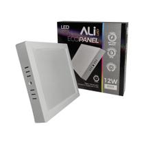 Painel Plafon Led Sobrepor Quadrado 12W 6500K (Branco Frio) 840L Bivolt Termo EcoPanel ALI-1PF002 ALI