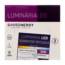 Painel Plafon Led Sobrepor Recuado 17X17cm 12W 4000K Preto Bivolt - Save Energy - SE-240.2650 Painel Plafon Led Sobrepor Recuado 17X17cm 12W 4000K Preto Bivolt - Save Energy - SE-240.2650