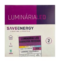 Painel Plafon Led Sobrepor Recuado 22,5X22,5cm 20W 4000K Branco Bivolt - Save Energy - SE-240.2641