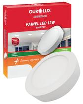 Painel Plafon Ourolux Sobrepor 12w Bivolt Cor da Luz Branco Neutro Redondo