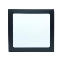 Painel Plafon Preto 18W Sobrepor Quadrado Branco Frio 6500K