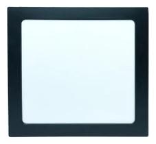 Painel Plafon Preto 18w Sobrepor Quadrado Branco Neutro 4k Bivolt 110/220v Luminária Gesso