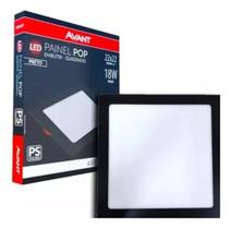Painel Plafon Quadrado Embutir 18w Preto Avant Branco Frio 6500K