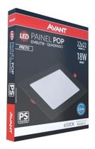 Painel Plafon Quadrado Embutir 18w Preto Branco Frio 6500k PS-PR Avant