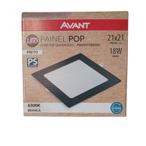 Painel Plafon Quadrado Embutir 18w Preto Branco Frio 6500k PS-PR Avant