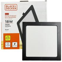 Painel Plafon Quadrado Embutir 18w Preto Branco Neutro 4000K