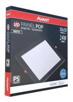 Painel Plafon Quadrado Embutir 24w Preto Branco Frio 6500k PS-PR Avant Painel Plafon Quadrado Embutir 24w Preto Branco Frio 6500k PS-PR Avant
