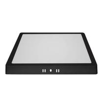 Painel Plafon Quadrado Sobrepor Preto 24w Luz Amarela 3000k