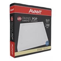 Painel Plafon Sobrepor Quadrado 29x29 Avant 24w Branco 3000k Painel Plafon Sobrepor Quadrado 29x29 Avant 24w Branco 3000k