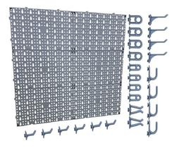 Painel Plástico Porta Ferramentas Completo Com Ganchos - Cinza - Mohr