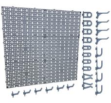 Painel Plástico Porta Ferramentas Completo Com Ganchos - Cinza Pegboard Organizador de Parede