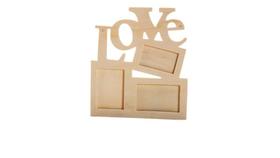 Painel Porta Retrato Love 3 Fotos 10x15 MDF + Adesivo