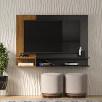 Painel Pra Tv Ripado 50 Polegadas Modelo Milao Smart Plus Cor Preto / Nature