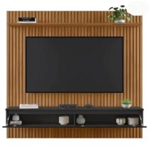 Painel Preto Ripado Para Tv Até 75" Freijó/Preto Móveis Notavel 1350 Painel Preto Ripado Para Tv Até 75" Freijó/Preto Móveis Notavel 1350