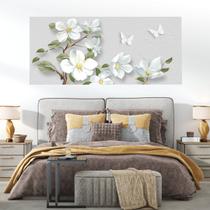 Painel Quadro Adesivo - Flores brancas - Dekalque