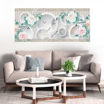 Painel Quadro Adesivo - Flores e circulos 3D Painel Quadro Adesivo - Flores e circulos 3D