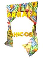 Painel Quadro moldura para festa junina Arraia Amigos 75cm