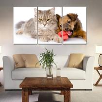 Painel quadros mosaico cachorros e gatos(pet) med. 105x65 ps 2mm adesivo fosco borda infinita