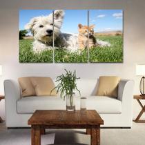 Painel quadros mosaico cachorros e gatos(pet) med. 105x65 ps 2mm adesivo fosco borda infinita