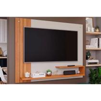 Painel Quarto p/TV até 50 Polegadas Dunas Ripado c/ Prateleiras 135x108cm Off White/Cinamomo - Permóbili