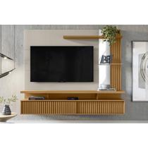 Painel Quarto p/ TV até 60 Pol Maragogi c/ 2 Porta e 2 Prateleiras 182x154cm Nature/Off White - Linea Brasil Painel Quarto p/ TV até 60 Pol Maragogi c/ 2 Porta e 2 Prateleiras 182x154cm Nature/Off White - Linea Brasil