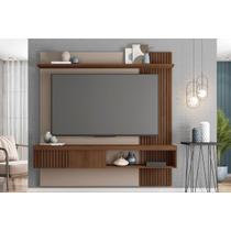 Painel Quarto p/ TV até 65 Pol Jade Ripada 180x183cm Fendi/Havana - Caemmun Painel Quarto p/ TV até 65 Pol Jade Ripada 180x183cm Fendi/Havana - Caemmun