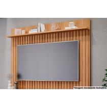 Painel Quarto p/TV até 70 Pol Trend 100% MDF Ripado c/ Prateleira 180x135cm Nature - Permóbili
