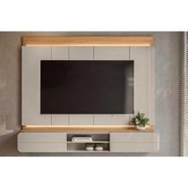 Painel Quarto p/ TV até 75 Pol Zurique c/ 2 Porta e 1 Prateleira 200x173cm Tauari/Off White Brilho - Linea Brasil Painel Quarto p/ TV até 75 Pol Zurique c/ 2 Porta e 1 Prateleira 200x173cm Tauari/Off White Brilho - Linea Brasil