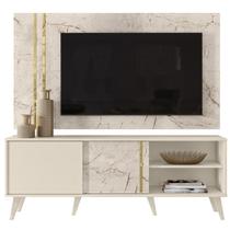 Painel Rack Bancada Tv 60 Pol 160 cm Cronos Calacata Off White MADETEC