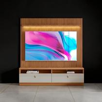 Painel Rack Com Led Ripado Para Tv Até 75 Polegadas 2 Nichos - Nature/off White Painel Rack Com Led Ripado Para Tv Até 75 Polegadas 2 Nichos - Nature/off White