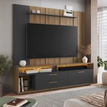 Painel Rack para TV 75 com LED Prateleira 2,00m Reims Art In Móveis