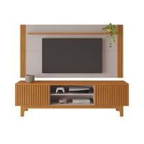 Painel Rack Trunfo Ripado Pés MDF Portas Correr TV 70 Cinamomo Off