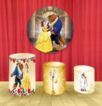 Painel Redondo 1,50m E Trio Capa De Cilindro Bela e a Fera mod 2 Painel Redondo 1,50m E Trio Capa De Cilindro Bela e a Fera mod 2