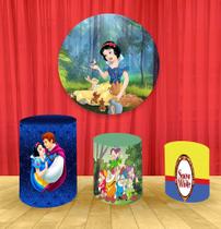 Painel Redondo 1,50m E Trio Capa De Cilindro Branca de Neve mod 1