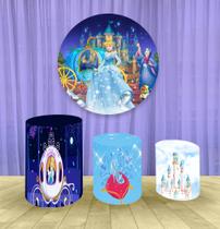 Painel Redondo 1,50m E Trio Capa De Cilindro Cinderela mod 1 Painel Redondo 1,50m E Trio Capa De Cilindro Cinderela mod 1