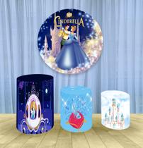 Painel Redondo 1,50m E Trio Capa De Cilindro Cinderela mod 2 Painel Redondo 1,50m E Trio Capa De Cilindro Cinderela mod 2