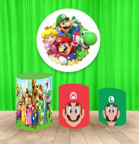 Painel Redondo 1,50m E Trio Capa Do Super Mario Painel Redondo 1,50m E Trio Capa Do Super Mario