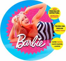 Painel Redondo 3D Barbie Abre Fácil Tecido 1,50M X 1,50M