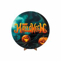 Painel Redondo 3D Halloween Tecido 50Cm X 50Cm Suporte Mdf - Prime Decor Festas