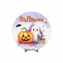 Painel Redondo 3D Halloween Tecido 50Cm X 50Cm Suporte Mdf