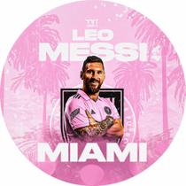 Painel Redondo 3D Inter Miami Messi Tecido Sublimado 1,50M X