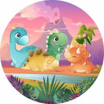 Painel Redondo 3D Sublimado Dino Baby Frd-5183