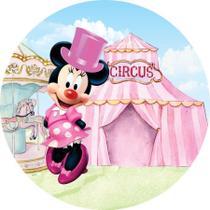 Painel Redondo 3D Sublimado Minnie Rosa Frd-5987