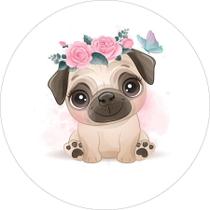 Painel Redondo 3D Sublimado Pets Pug Frd-4782