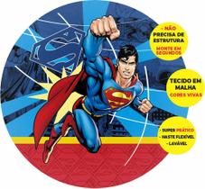 Painel Redondo 3D Super Homem Abre Fácil Tecido 1,50M X