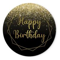 Painel Redondo 50x50cm Happy Birthday Feliz Aniversário