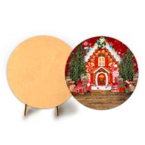 Painel Redondo C Elastico 50cm Natal e Suporte MDF