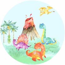 Painel Redondo De Festa Dinossauro Baby Cute 150X150 - Bbd01