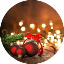 Painel Redondo De Festa Natal Capa Estampada Com Enfeites E Mensagem Feliz Natal Decoração Colorida